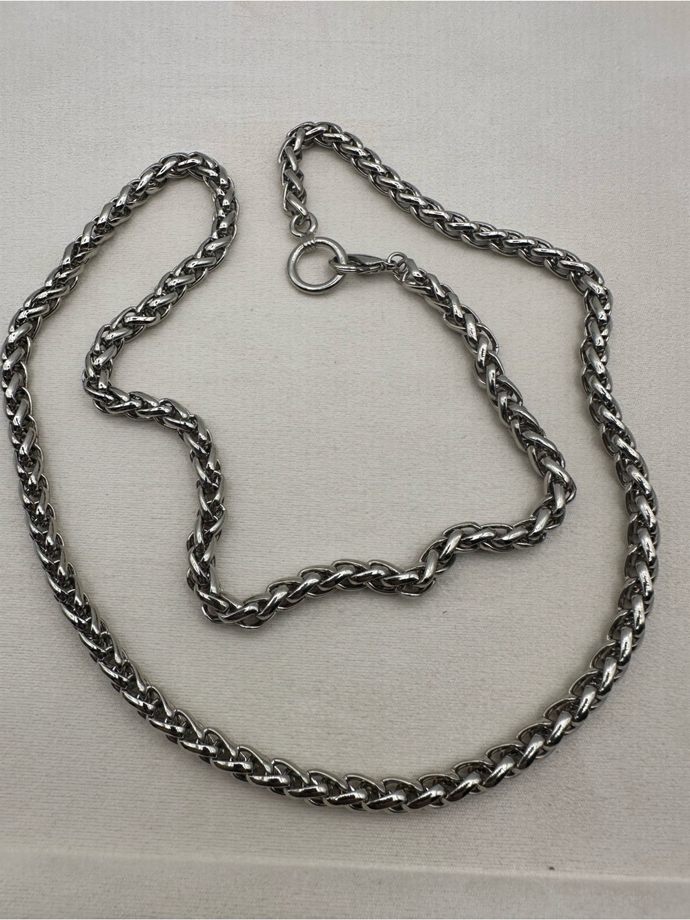 Silver Tone Braided Chain Necklace